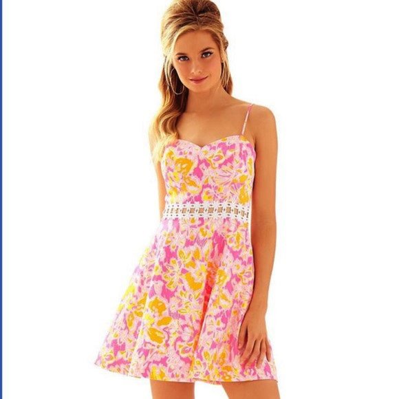 Lilly Pulitzer Dresses & Skirts - Lilly Pulitzer Pink and Yellow Floral Mini Dress